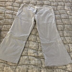 LOFT Gray and White Striped Pants